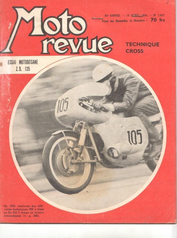 Revista: Moto revue num 1437, 18 avril 1959 - Essa Motobecane Z.S. 125, Technique Cross