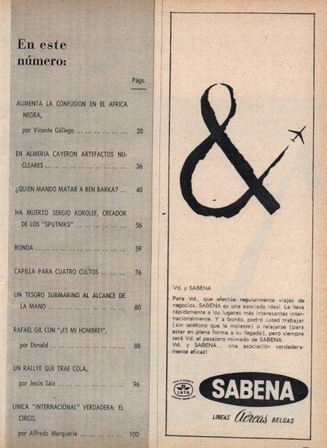 LAMINA V17348: Publicidad Sabena lineas aereas belgas