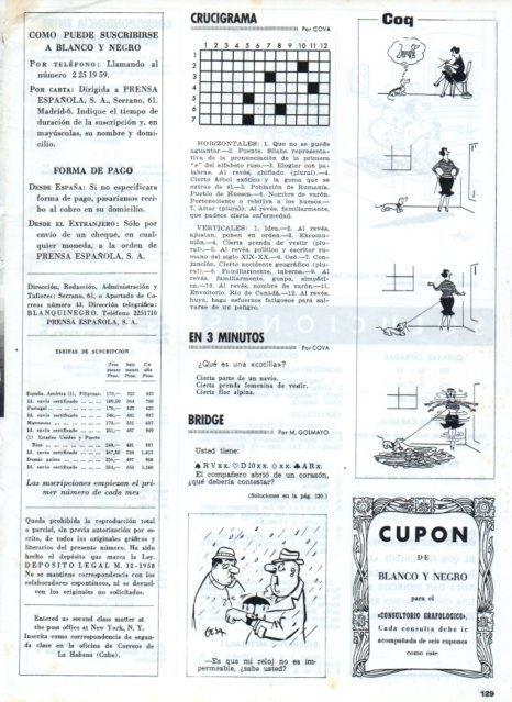 LAMINA V17373: Pagina de crucigrama y viñeta de Coq
