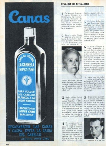 LAMINA V17280: Publicidad La Carmela de Laboratorio Lopez Caro
