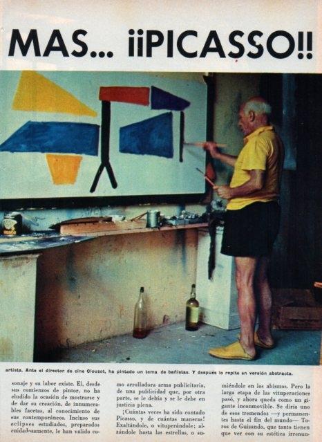LAMINA V17304: Picasso pintando un cuadro de bañistas