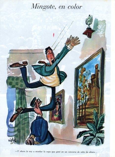 LAMINA V17297: Ilustracion de Mingote en color para Blanco y Negro numero 2805