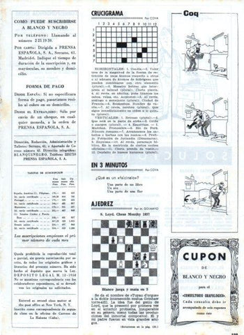 LAMINA V17527: Pagina crucigrama y viñeta de Coq