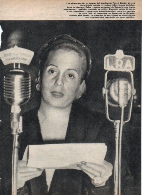 LAMINA V17500: Eva Peron en un Congreso de Cirugia