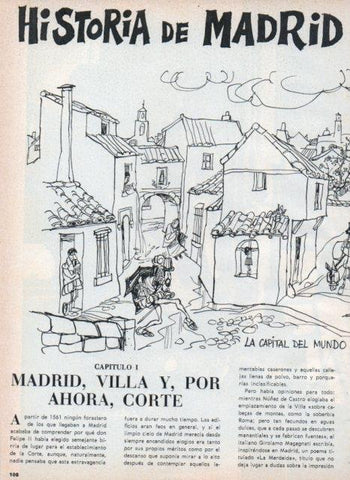 LAMINA V17570: Ilustracion de Mingote para capitulo I seccion Historia de Madrid