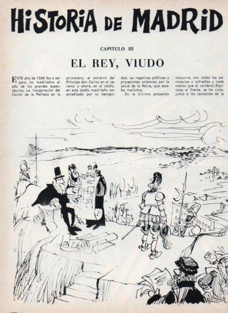 LAMINA V17466: Ilustracion de Mingote para capitulo III seccion Historia de Madrid