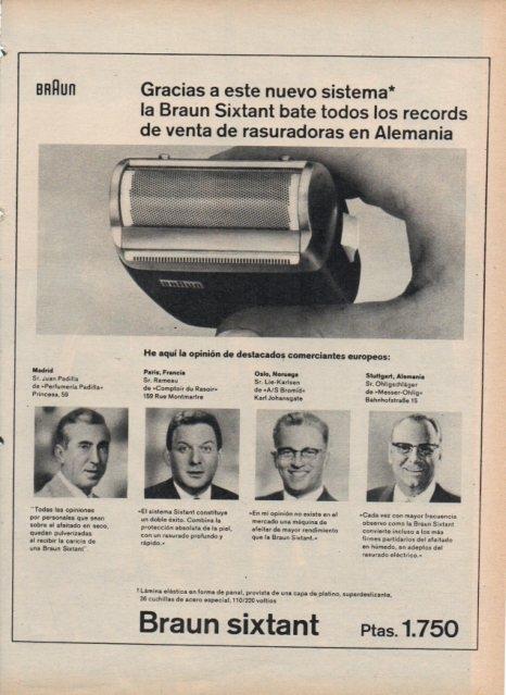 LAMINA V17005: Publicidad Braun sixtant 1750 pesetas