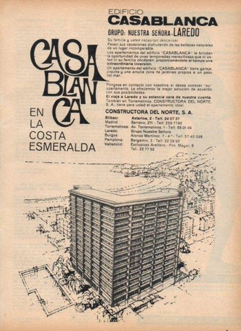 LAMINA V16983: Publicidad edificio Casablanca en la Costa Esmeralda