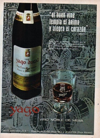 LAMINA V16990: Publicidad Yago Ducan vino