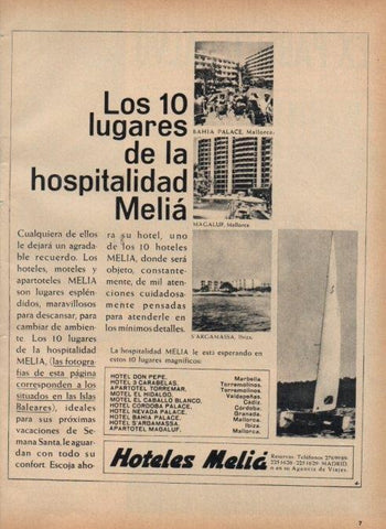 LAMINA V16897: Publicidad Hoteles Melia
