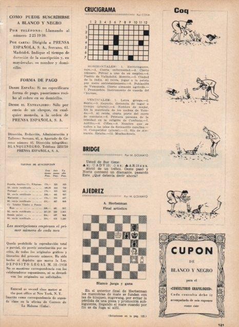 LAMINA V16978: Pagina de crucigrama y viñeta de Coq