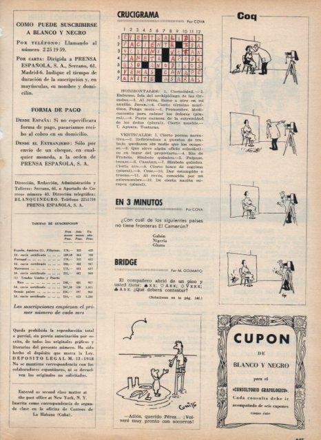 LAMINA V17187: Pagina crucigrama y viñeta de Coq