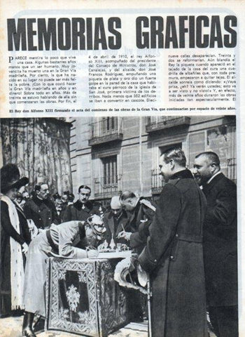 LAMINA V17224: Alfonso XIII firmando el acta de las obras de la Gran Via de Madrid