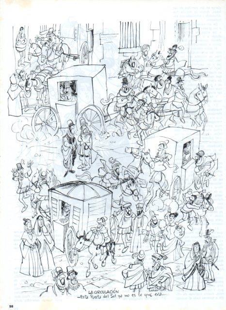 LAMINA V17227: Ilustracion de Mingote para capitulo VI seccion Historia de Madrid I