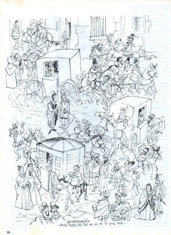 LAMINA V17227: Ilustracion de Mingote para capitulo VI seccion Historia de Madrid I
