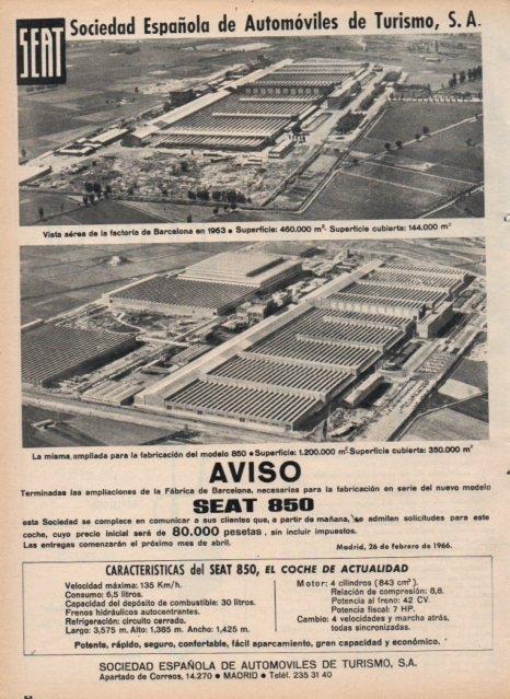 LAMINA V17099: Publicidad factoria Seat de Barcelona en 1963
