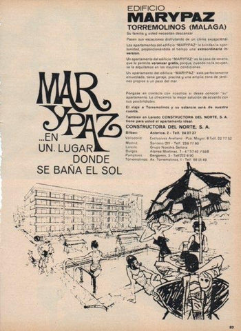 LAMINA V17105: Publicidad Edificio Marypaz en Torremolinos