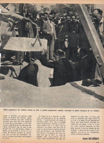 LAMINA V17119: Piedra inagural de un obelisco conmemorando la Cortes de 1812