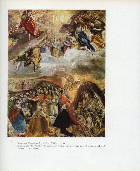 LAMINA V17766: La Adoracion del Nombre de Jesus por Cielos por el Greco