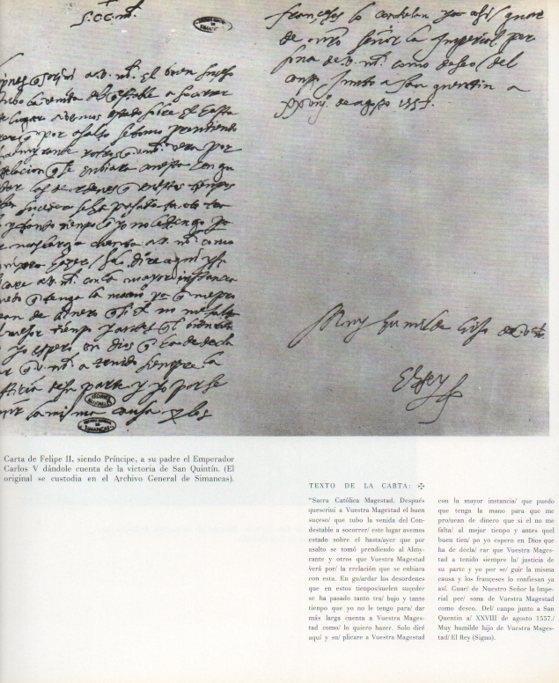 LAMINA V17714: Carta de Felipe II al Emperador Carlos V de la victoria de San Quintin