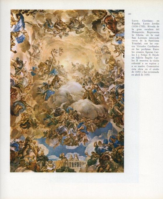 LAMINA V17649: Monasterio del Escorial. Frescos de la boveda de la escalera por Luca Giordano
