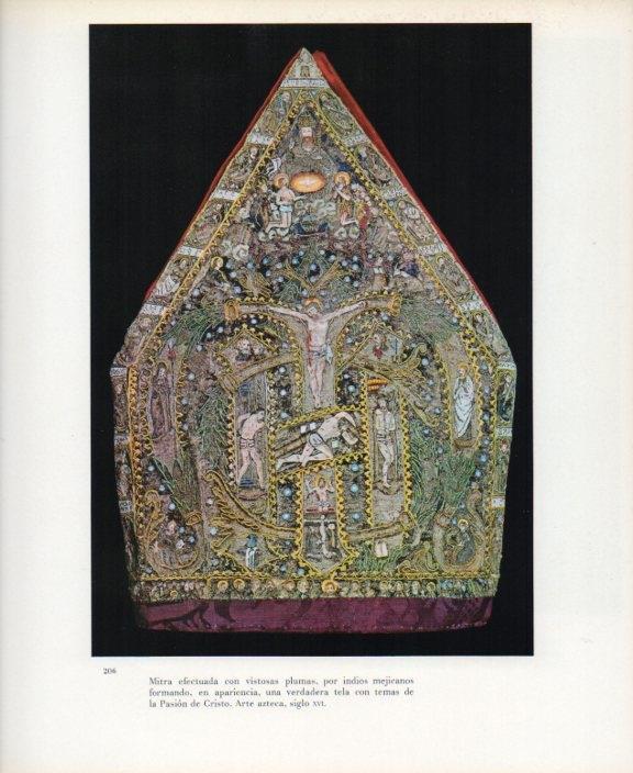 LAMINA V17660: Mitra con temas de la Pasion de Cristo, arte azteca siglo XVI