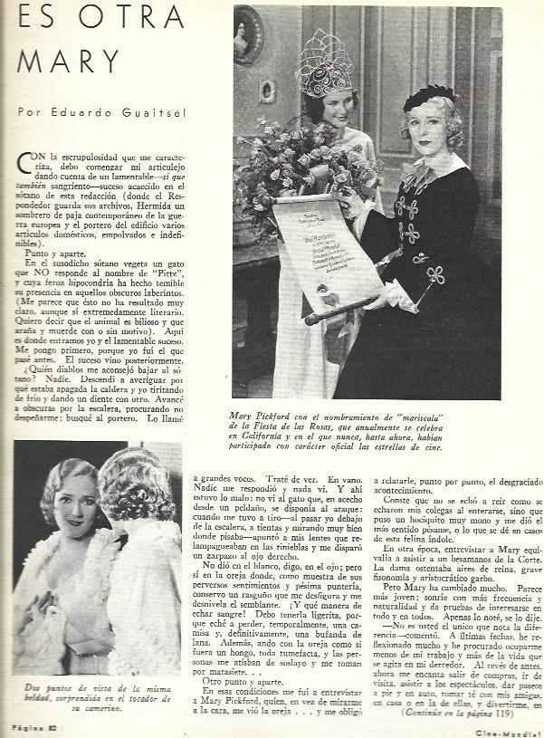 LAMINA 31884: Mary Pickford nombrada Mariscala de la Fiesta de las Rosas
