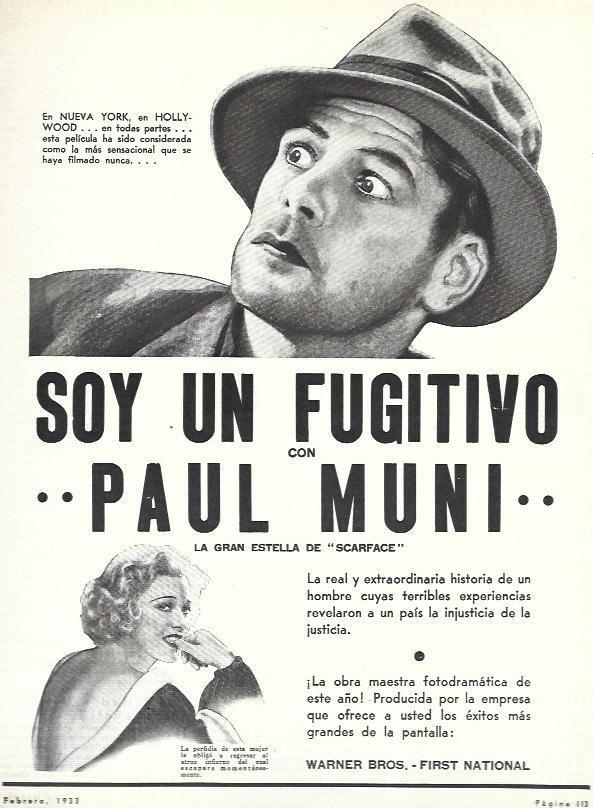 LAMINA 31899: Anuncio de Soy un Fugitivo con Paul Muni