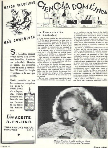 LAMINA 31900: Miriam Hopkins y publicidad de aceite 3 en uno