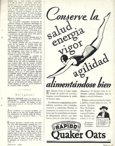LAMINA 31901: Publicidad de alimento Quaker Oats