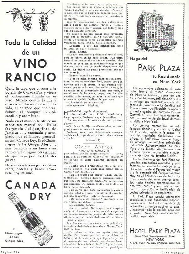LAMINA 31869: Publicidad de Canada Dry y Hotel Park Plaza de Nueva York