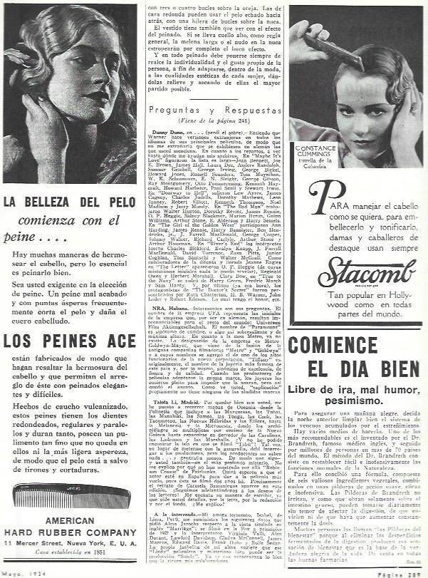 LAMINA 31872: Publicidad de peines Ace y Stacomb