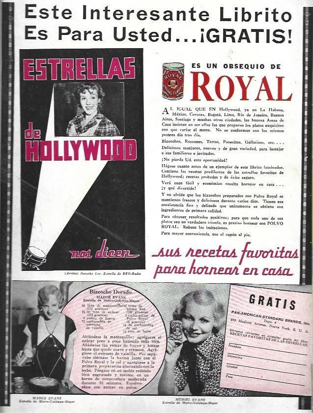 LAMINA 31877: Publicidad del libro Estrellas de Hollywood por Royal