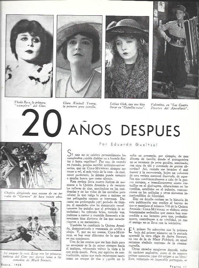 LAMINA 31914: Theda Bara, Clara Kimball, Lilian Gish y Valentino