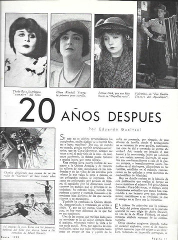 LAMINA 31914: Theda Bara, Clara Kimball, Lilian Gish y Valentino