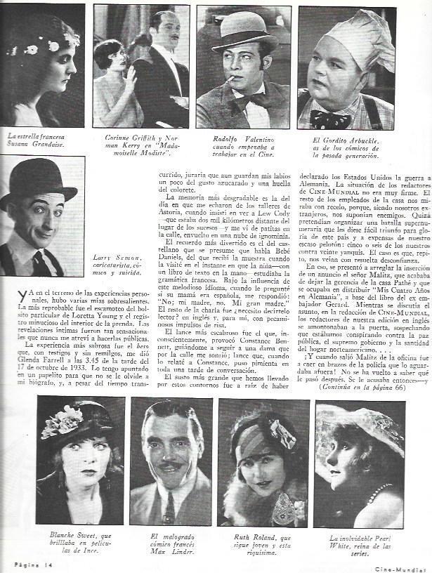 LAMINA 31915: Susana Grandaise, Larry Semon. Valentino, Max Linder y Ruth Roland