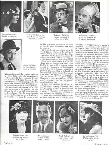 LAMINA 31915: Susana Grandaise, Larry Semon. Valentino, Max Linder y Ruth Roland