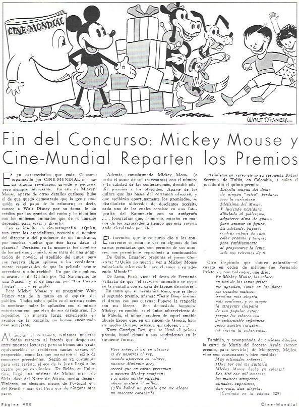 LAMINA 31952: Concurso Mickey Mouse y Cine Mundial