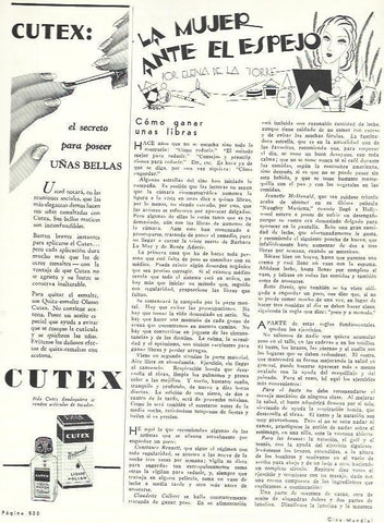 LAMINA 31972: Publicidad de Cutex y relato La mujer ante el espejo de Elena de la Torre