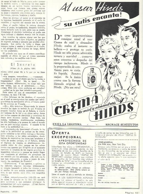 LAMINA 31973: Publicidad de crema Hinds