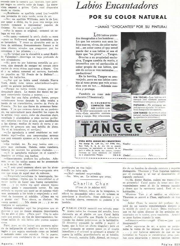 LAMINA 31974: Publicidad de lapiz de labios Tangee