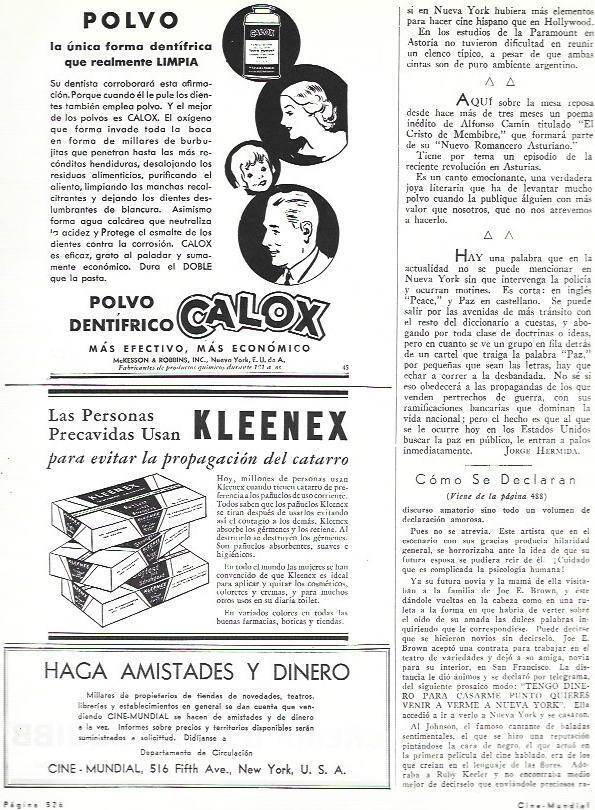 LAMINA 31975: Publicidad de Calox y Kleenex 