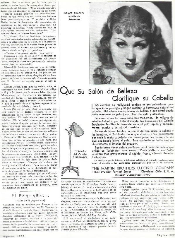 LAMINA 31976: Grace Bradley en publicida de secador Turbinator