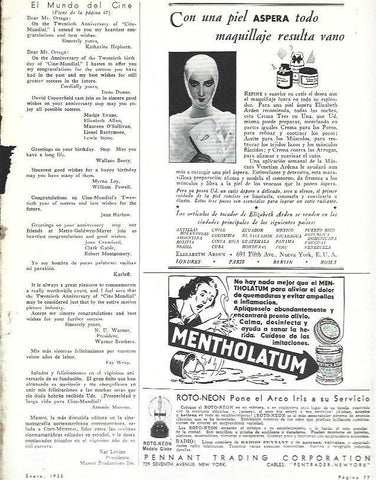 LAMINA 31947: Publicidad de Elisabeth Arden y Mentholatum
