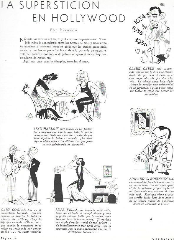 LAMINA 31917: Viñetas de Riveron. La supersticion en Hollywood