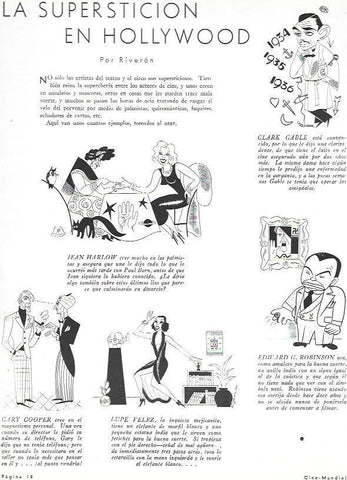 LAMINA 31917: Viñetas de Riveron. La supersticion en Hollywood