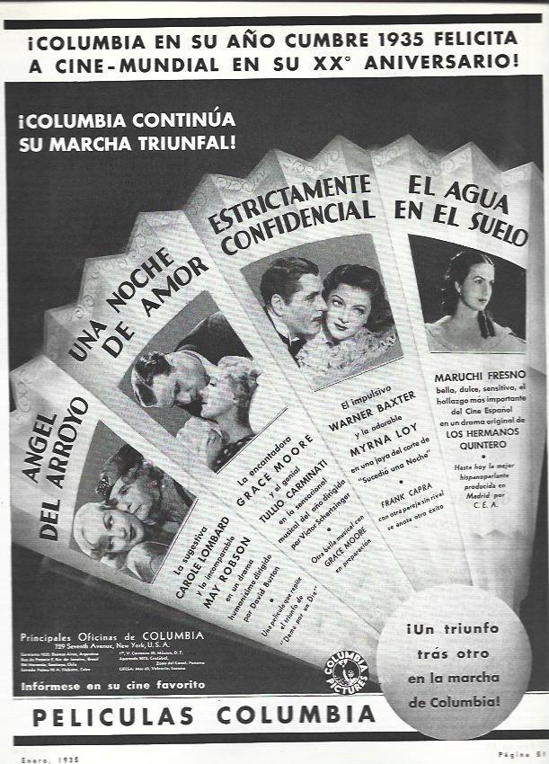 LAMINA 31934: Peliculas de Columbia en enero de 1935
