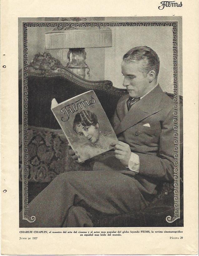 LAMINA 31757: Charles Chaplin leyendo la revista Films