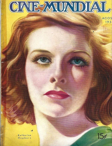 LAMINA 31775: Portada de Cine-Mundial con Katherine Hepburn, agosto 1934