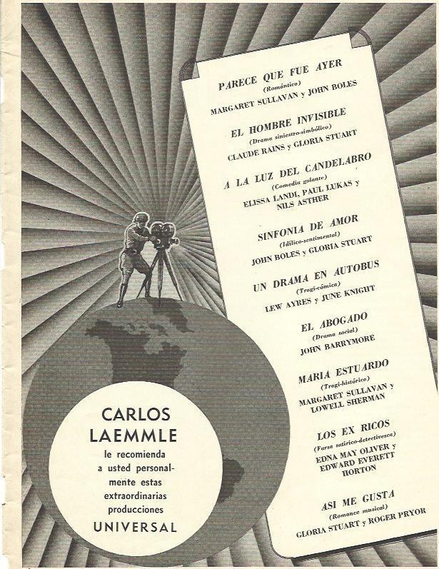 LAMINA 31716: Peliculas de Universal en abril de 1934